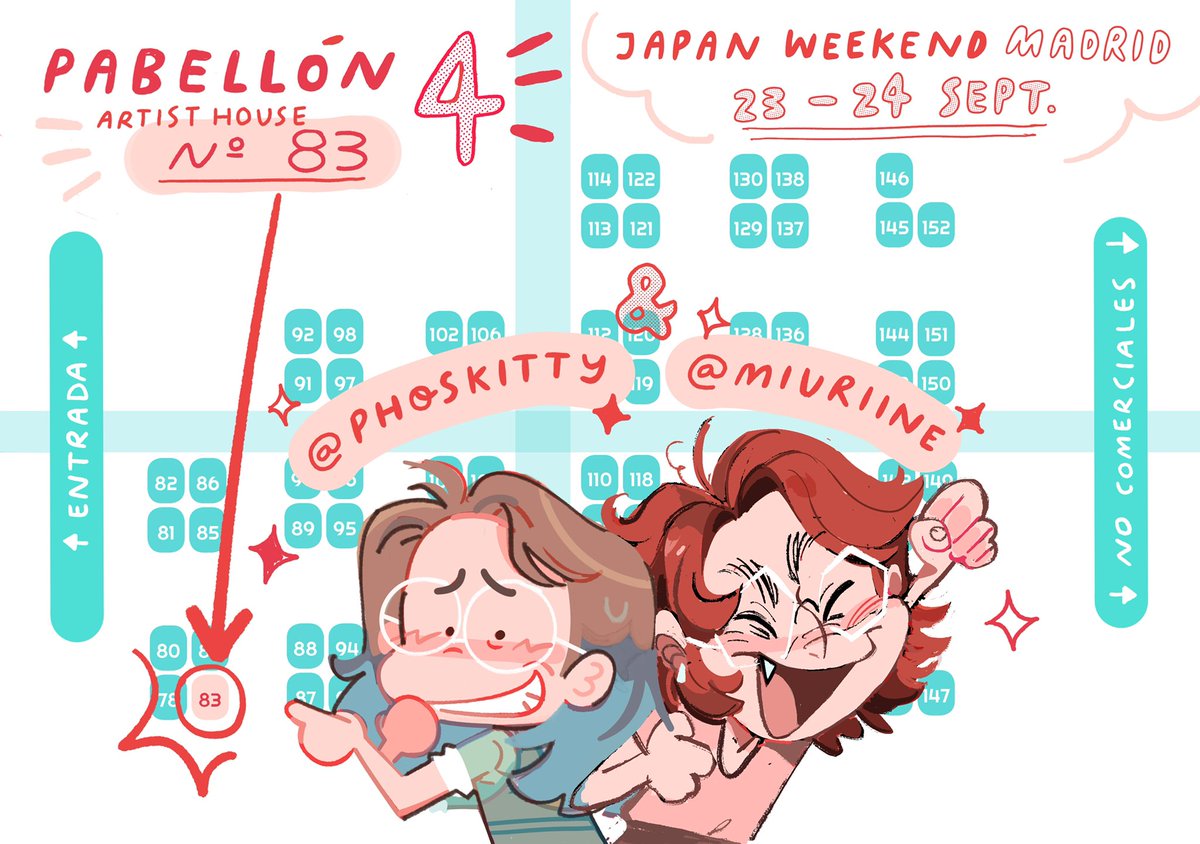 miuriine's tweet photo. @JW_Arte ¡Hola! 🎶 @phoskitty y yo estaremos en el stand nº83 de Artist House (Pabellón 4)  Dejo aquí parte de mi catálogo, pasad a saludarnos! 💓 https://t.co/AECdPT4Aa1