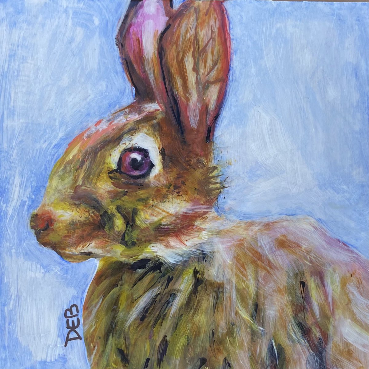 BNjunkie's tweet photo. This bunny heading for new home. Low maintenance, for sure. Done with #goldenacrylics on #gessobord https://t.co/HHDZ3z9NOH