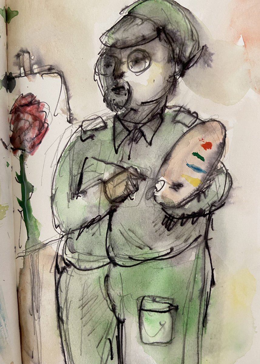 Rui_Cavaleiro_'s tweet image. RIP Fernando #Botero. Vestido de capitão de abril, pintando um cravo.