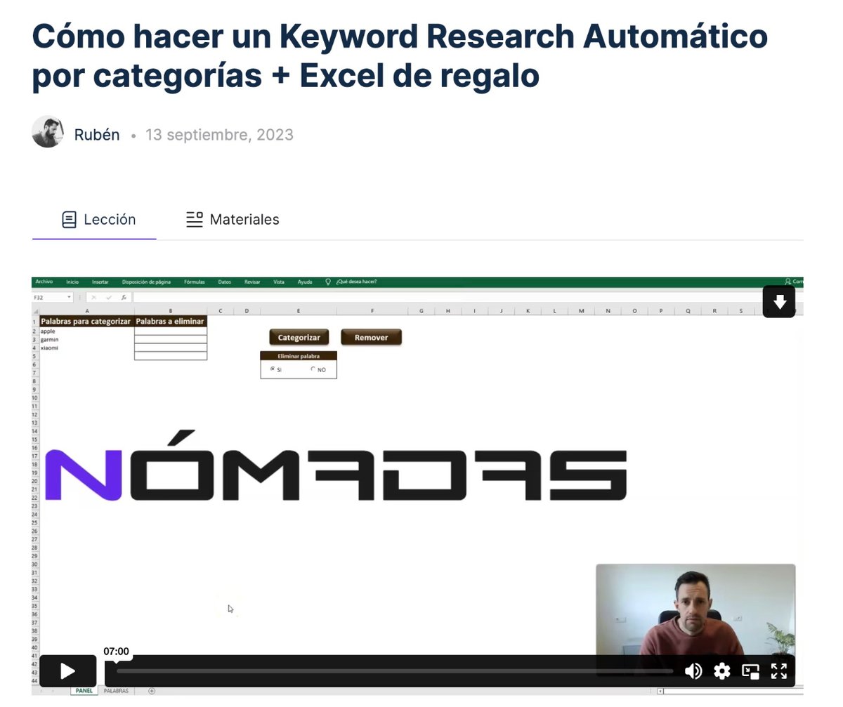 Mañana <a href="/JaviBalcazar/">Javier Balcázar</a> hablará en directo de como hacer un #keywordresearch 

Para los que sois de la #membresia de <a href="/nomadasme/">NomadasME</a> recordaros que tenéis un #excel que os ayuda a hacerlo de forma básica.

Para algo más pro recomendamos ver el directo.

Apúntate t.me/nomadasme