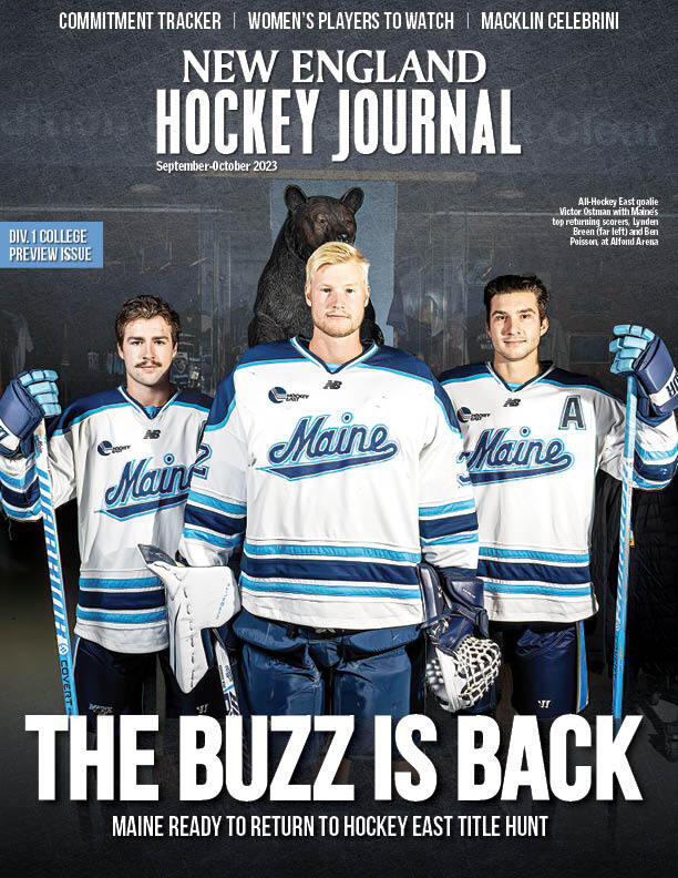 NEHockeyJournal's tweet photo. It's a new era at @MaineIceHockey. The buzz is back. 

Check out our full 2023-24 college hockey preview issue: https://t.co/H0RBnB6uLj https://t.co/I57ljI8eQh