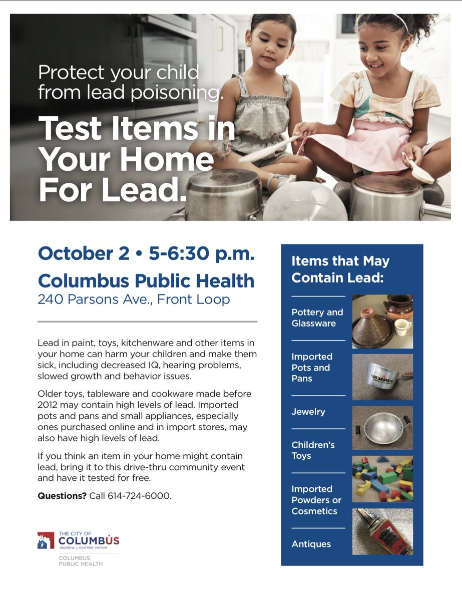 For All People (@4allpeople4) on Twitter photo Ensure you and your family are safe from lead poisoning on Monday October 2 <a href="/ColumbusHealth/">Columbus Health</a> Ensure you and your family are safe from lead poisoning on Monday October 2 <a href="/ColumbusHealth/">Columbus Health</a>