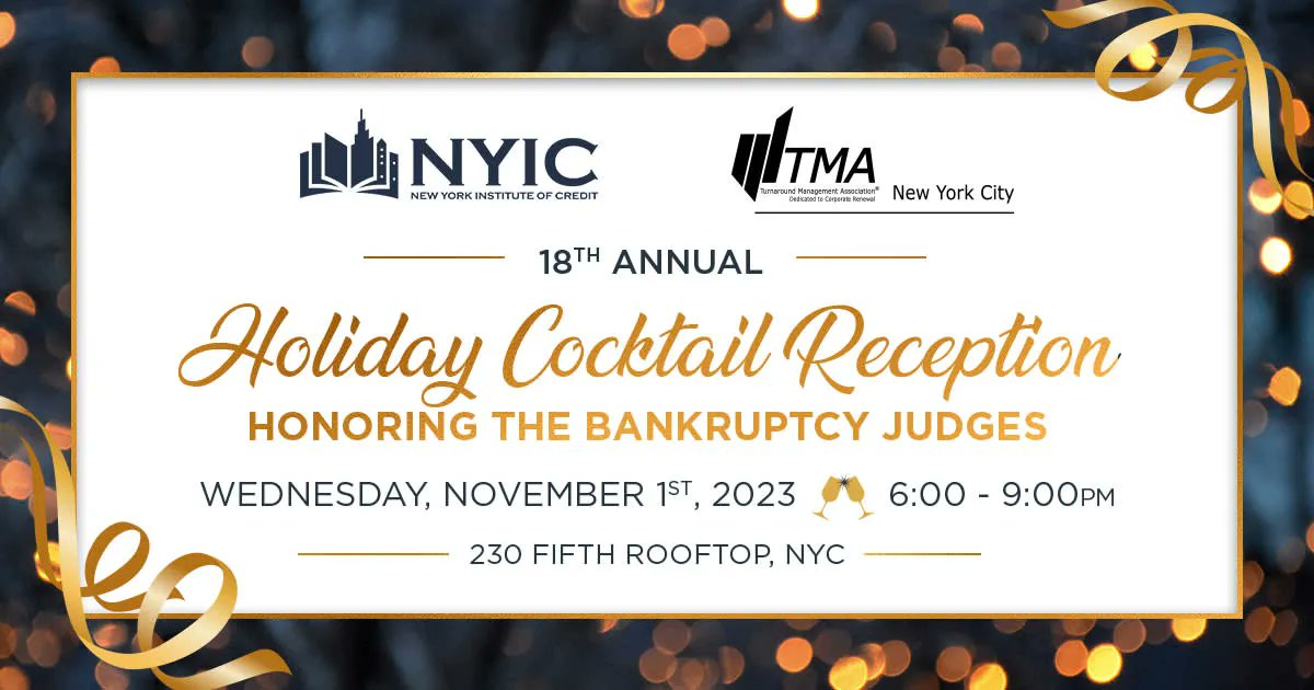 TMANewYorkCity's tweet image. Iconic views of the Manhattan skyline, open bar, appetizers &amp;amp; dinner with your #CorporateRestructuring colleagues! Join #TMANYC &amp;amp; @NYICredit on November 1 for an exclusive holiday reception! Register NOW, Early Bird ends October 6: buff.ly/3PhHQsh