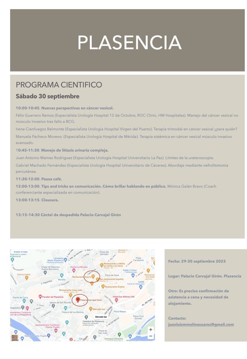 VIII Jornadas Interhospitalarias de la AUCEX. 29 Y 30 de septiembre en Plasencia, con un gran programa científico. #aucex #urologia #urology  #jornadasinterhospitalarias