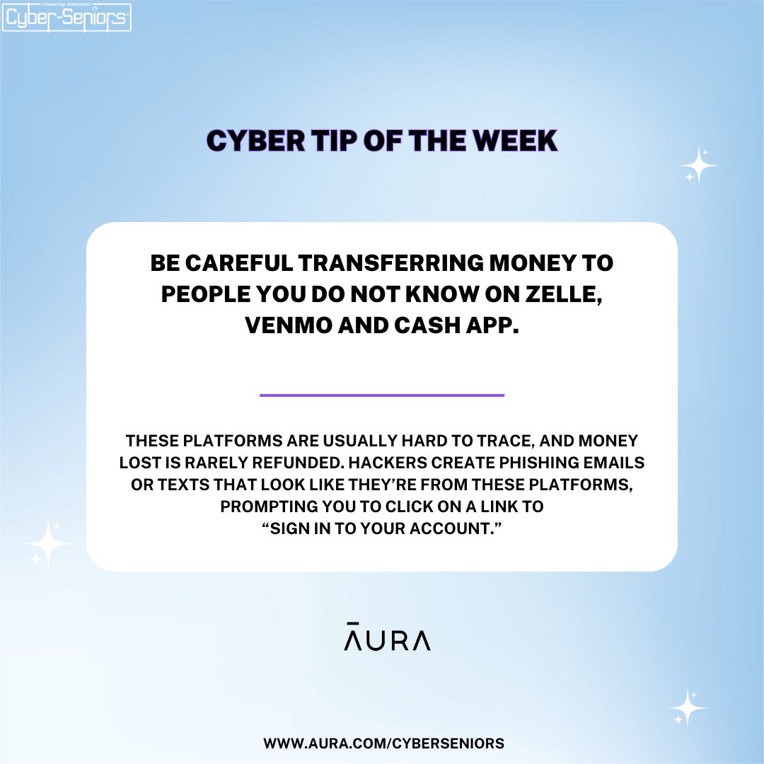 cyberseniors's tweet photo. 🚨 CYBER TIP OF THE WEEK! 🚨 Presented by @Aura_Protects https://t.co/FO9JAWe8EU