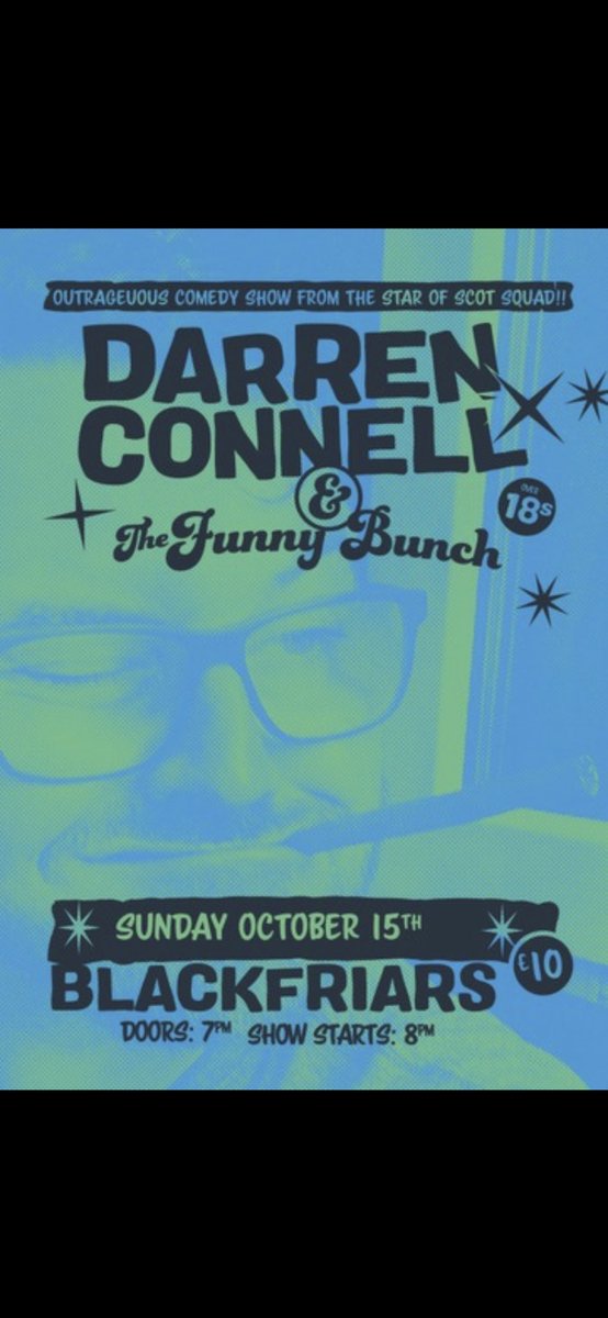 The Next Funny Bunch will be on Sunday October 15th and as always it’s at <a href="/Blackfriars_Bar/">𝐁𝐋𝐀𝐂𝐊𝐅𝐑𝐈𝐀𝐑𝐒  Glasgow</a> 

The new lineup of awesome comedians is <a href="/liamdolan/">Liam Dolan</a> @RichieJBrown <a href="/ThatWeeMan/">The Wee Man</a> and yer awesome headliner <a href="/marknelsoncomic/">Mark Nelson</a> 

Tickets are available online at <a href="/ticketsscotland/">Tickets Scotland</a> link below 😇