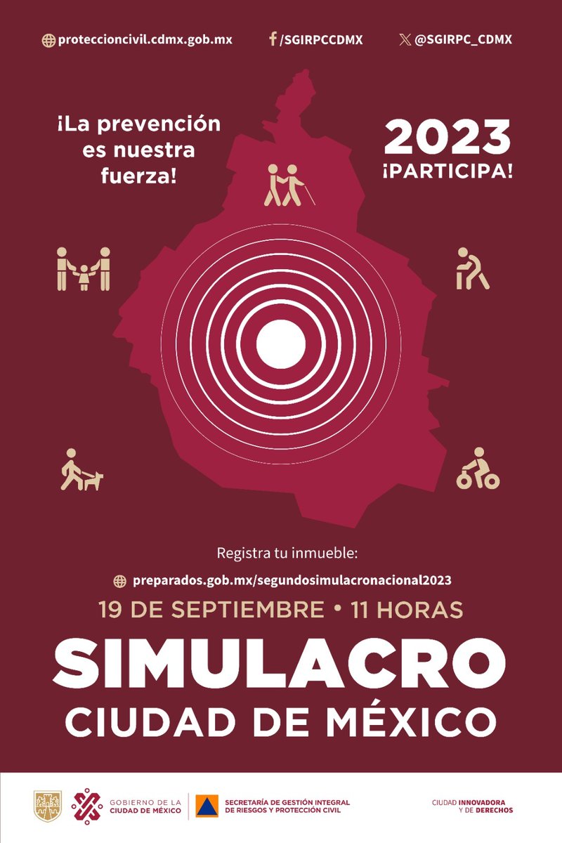 ¡Hoy #2doSimulacroNacional2023! 📣

Sigue las indicaciones del personal de Protección Civil 🦺 y los protocolos de seguridad. Recuerda que este ejercicio se realizará con la hipótesis de un terremoto con magnitud de 8.0, con epicentro en Acapulco, Guerrero, a 377 km de la Ciudad