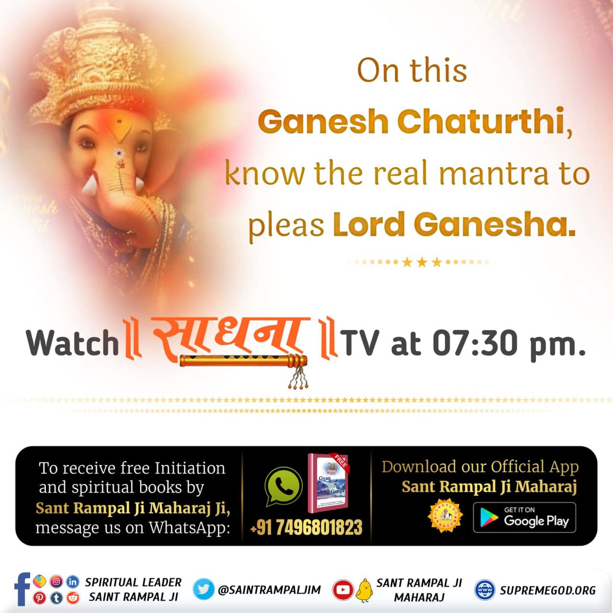 DeepakD62013493's tweet photo. #StoryOfAadiGaneshaइस  
Can Shri Ganesha forgive sins?
To know, visit our YouTube Channel "Sant https://t.co/YEcgh4gbSo