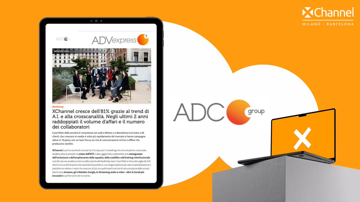 XChannelTweet's tweet image. #XChannel cresce dell'81%: i nuovi #trend di #AI e #Crosscanalità spingono la crescita dell'azienda, raddoppiano il volume d'affari e il numero dei collaboratori.

Tutto su: #ADCgroup
