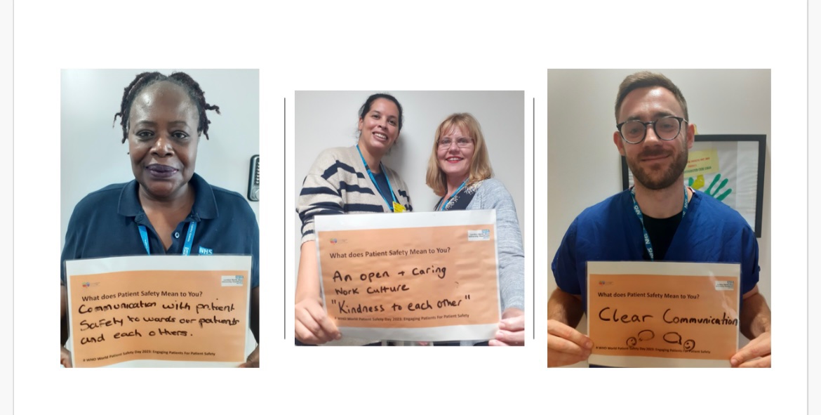 Celebrating World Patient Safety Day @LNWH_NHS Maternity ’What does Patient Safety Mean To You?’ #2023Engaging patients for patient safety 💚 #Engaging our staff to better understand @carolinemacra17 @lisa_klseahorse @Pippanightinga4 @SutherlandFiona @JoolsGra @Komaljo94