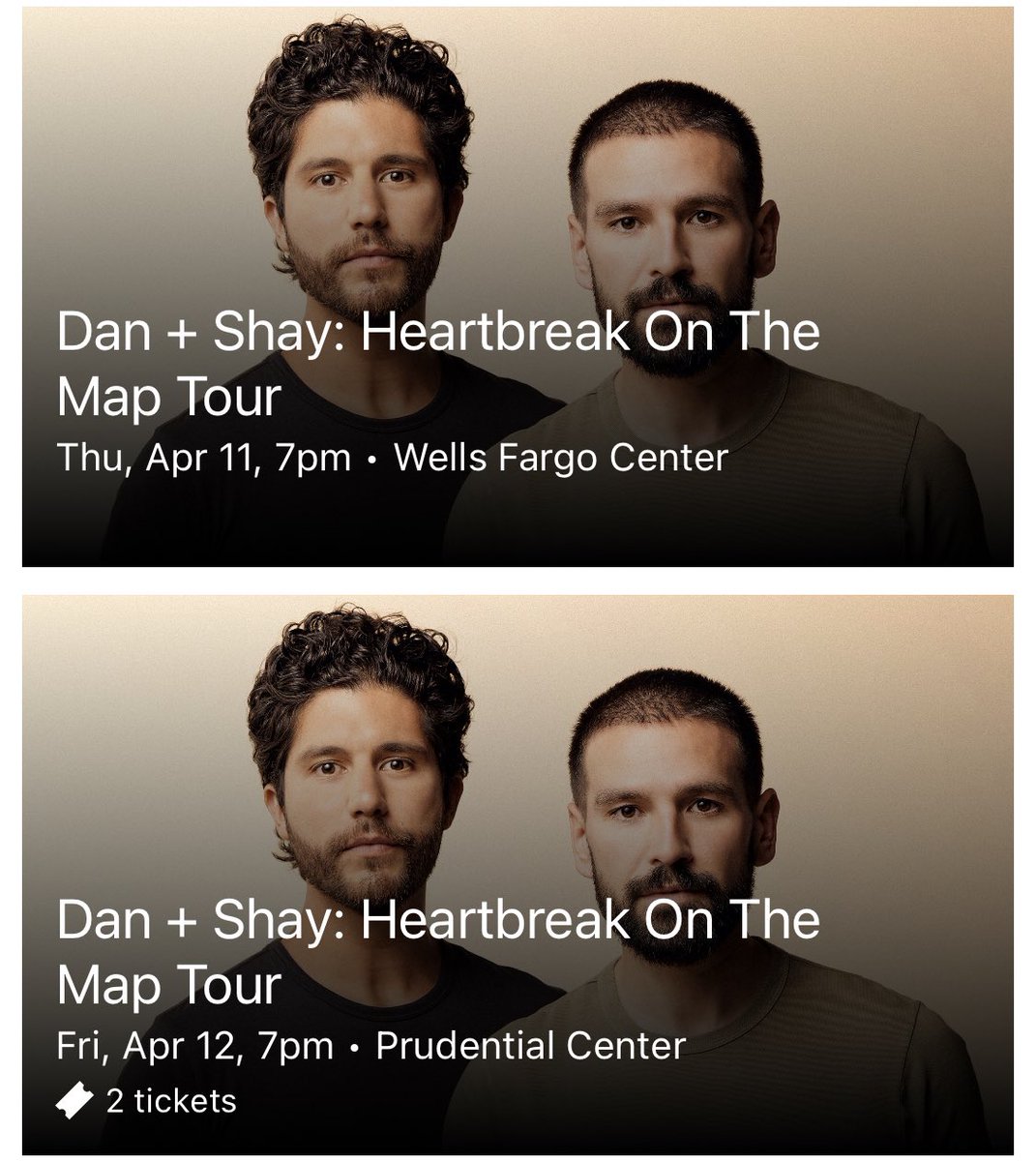 am_arie's tweet photo. See ya in April @DanAndShay! @dansmyers @ShayMooney #HeartbreakOnTheMap @PruCenter @WellsFargoCtr https://t.co/gTcy2wPBPP