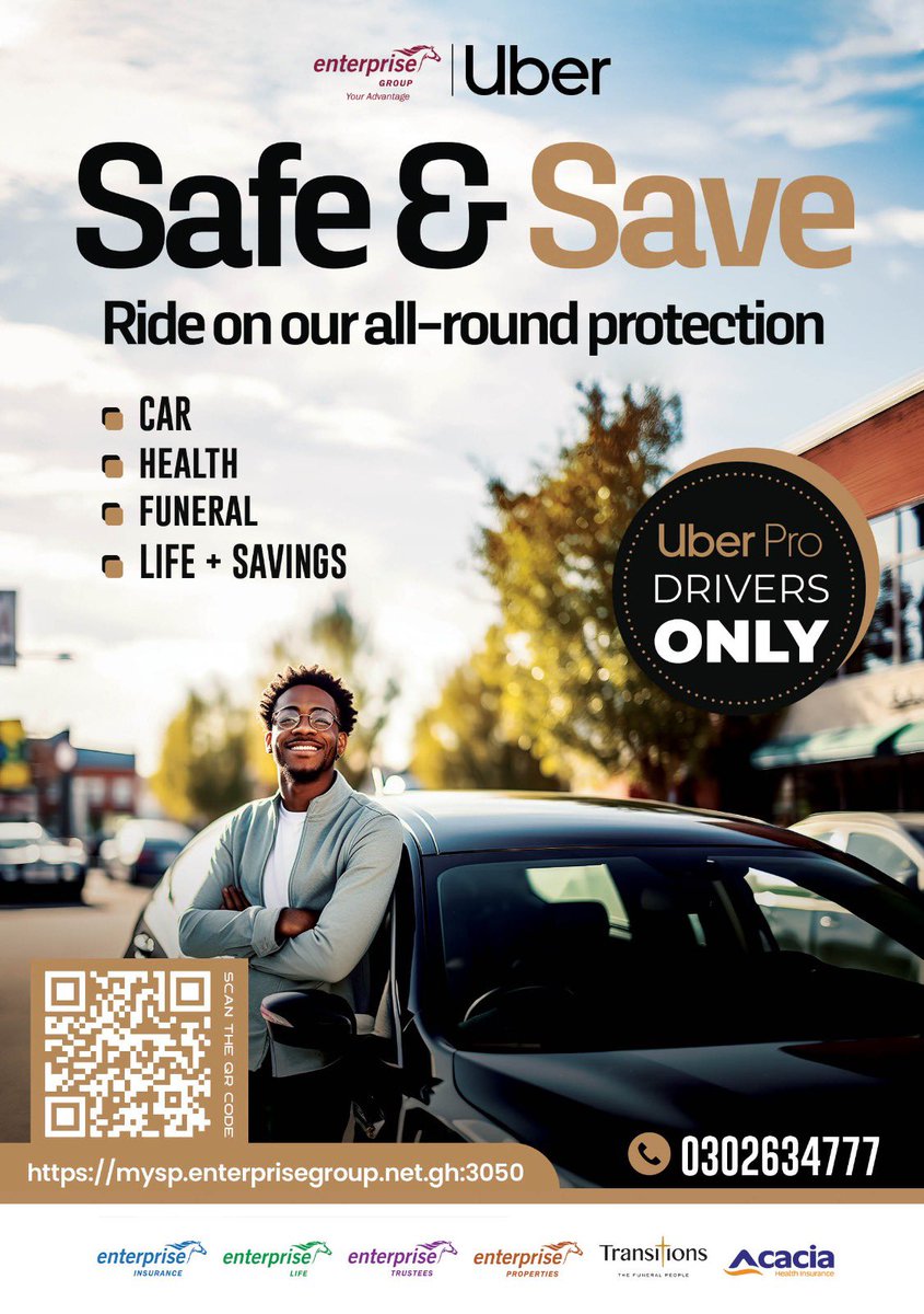 Nasty00007's tweet photo. Enterprise insurance product offers Car insurance, Life Insurance + Savings, Health Insurance and Funeral Services in a bundle for drivers on the Uber app and customers have the flexibility to choose between any of the four products. #SafeAndSave #UberEnterprise https://t.co/wLkhrY7JEj