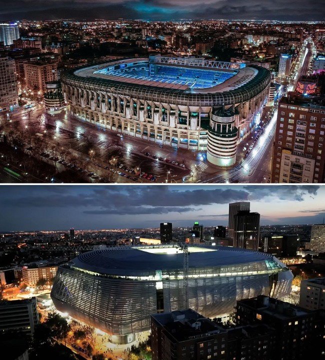 _Futbolero_'s tweet photo. Se han cargado la estética de la zona y han hecho un estadio más feo del que tenían. 

Más de 1.000 M€ les ha costado recubrir de chapas el estadio. Vaya gol por la escuadra le han metido a Florentino Pérez. https://t.co/3qTCEC4hiK