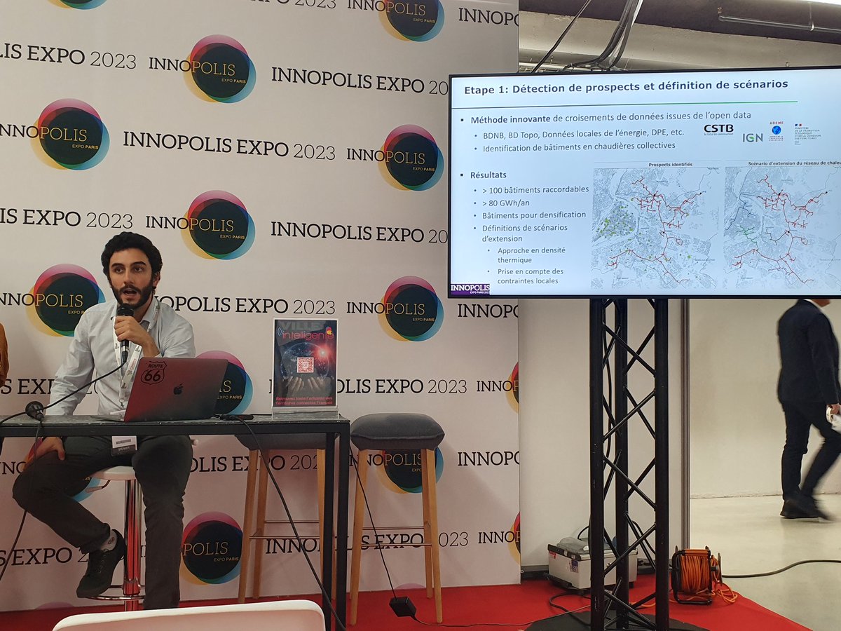 Construction21F's tweet photo. [#Innopolis2023] Retour concret sur une des utilisations de l'outil #PowerDis créé par @efficacity_lab &amp; @cstb_fr : il a servi à @Groupesetec sur le territoire du Grand #Poitiers pr juger de la faisabilité de développer un réseau de chaleur, obtenir des résultats cartographiés.. https://t.co/rpkVbWqFHh