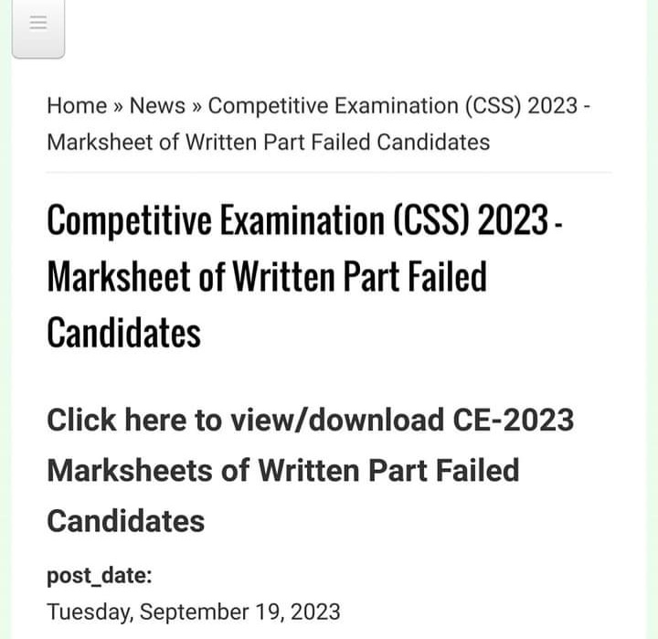 FPSC_Islamabad's tweet image. DMCs of CSS 2023 Unsuccessful Candidates Uploaded.
#css
#css2023