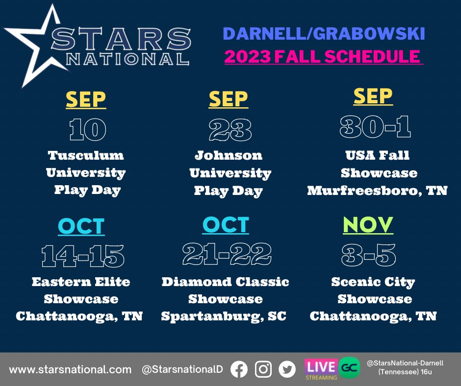 Stars National-Darnell/Grabowski (@starsnationald) on Twitter photo Fall Roster & Schedule: Fall Roster & Schedule: