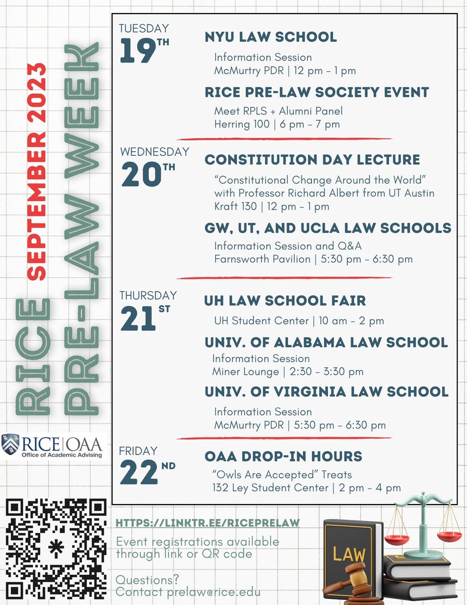 Pre-Law week starts today! Check out this week's list of events.