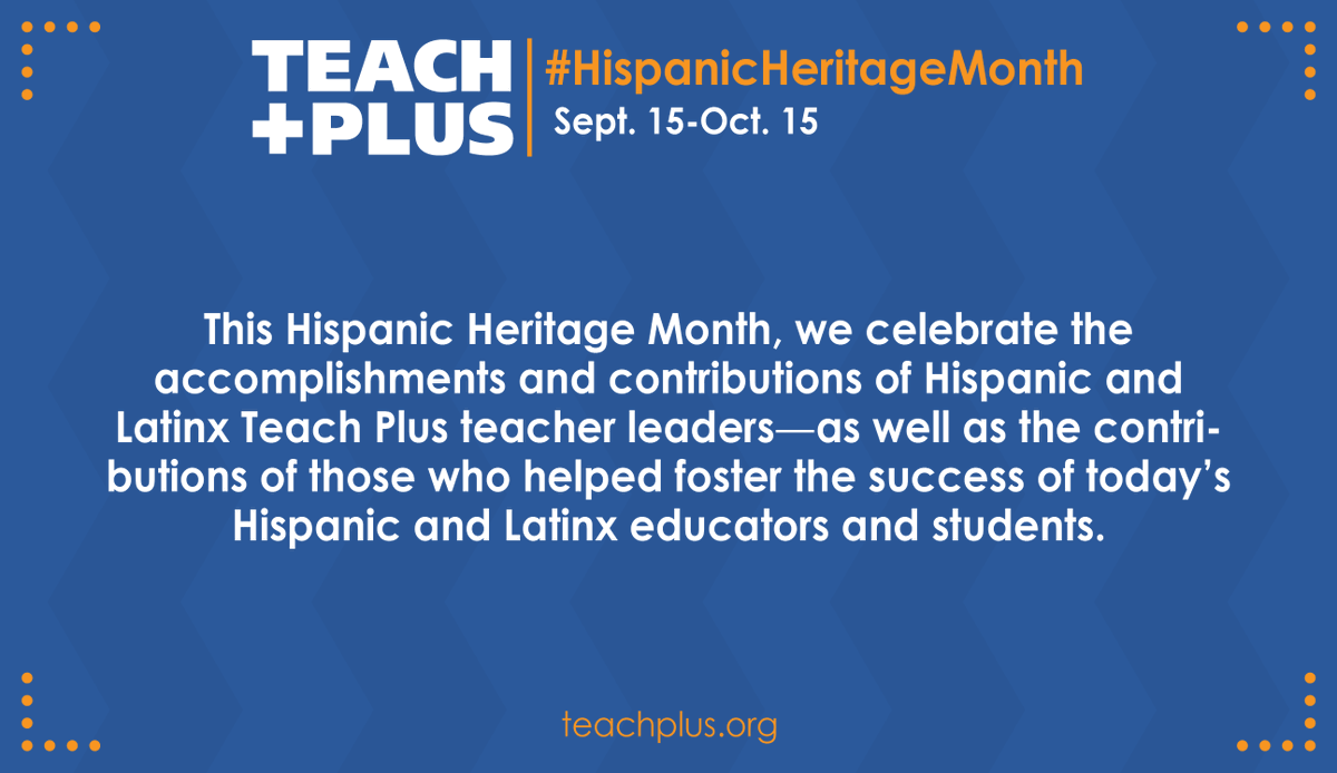#HispanicHeritageMonth <a href="/TeachPlusIN/">Teach Plus IN</a> Fellow Edgar Saucedo-Davila and <a href="/TeachPlusIL/">Teach Plus IL</a> Fellow Roseana Dominguez both share Delores Huerta with their students. Huerta is one of the most influential labor activists and is a former teacher who was inspired to activism by her students.