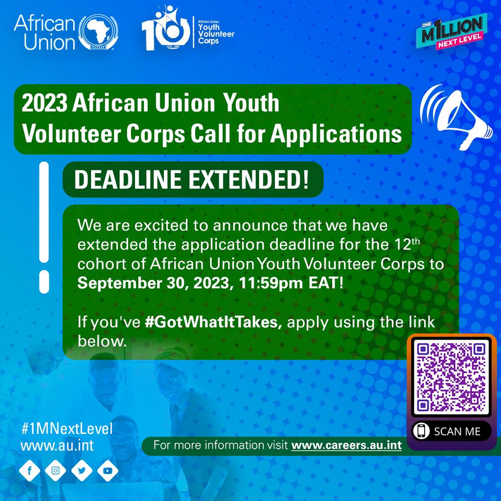 We are glad to announce that we have extended the application deadline to September 30, 2023, 11:59pm EAT! Apply or share the opportunity with a friend or two! The application is accessible through the QR code or this link: t.ly/RytDx #1mNextLevel #GotWhatItTakes