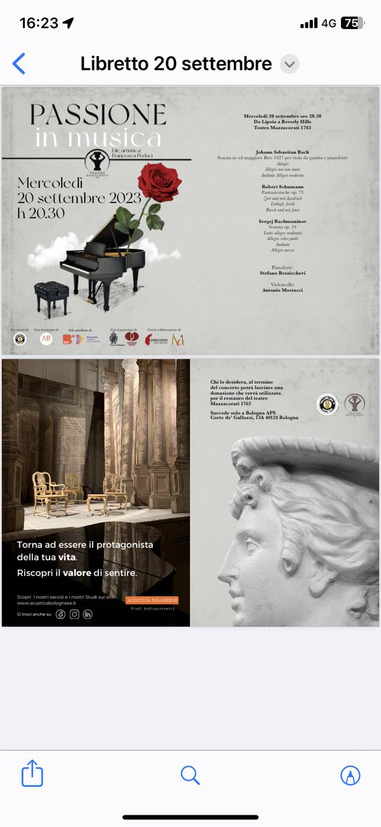 mostacci's tweet image. Concerto domani Bologna