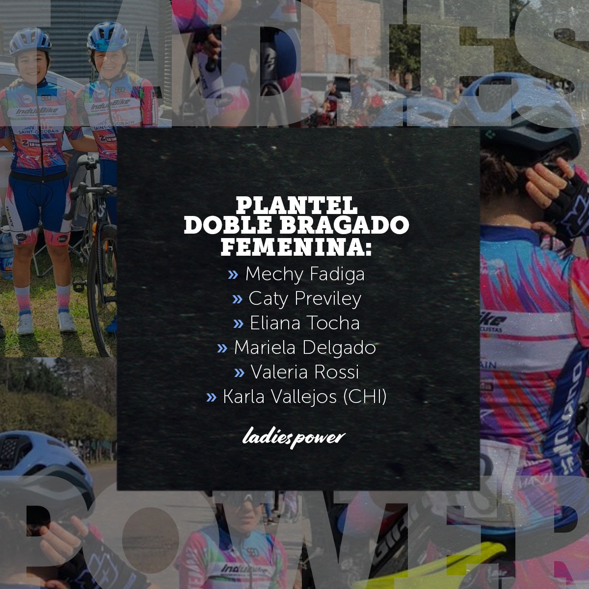 ¡Hay equipo! 🔛 #LadiesPower #DobleBragadoFemenina 💪

<a href="/MechyFadiga/">Mechy Fadiga</a> ✅
<a href="/CaterinaPrevil2/">Caterina Previley</a> ✅
<a href="/eliitocha/">elisssss</a> ✅
<a href="/MarielaDelg26/">Mariela Delgado</a> ✅
Valeria Rossi ✅
Karla Vallejos 🇨🇱 ✅

#GoLadies