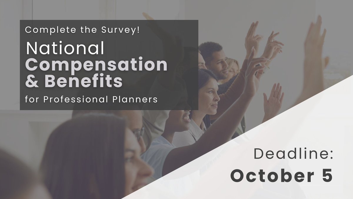 📣 Planners, please make sure to complete the National Compensation and Benefits Survey! 

Your participation will help to inform an upcoming national report. Share your experience and shape the future of #planning! Complete the survey by October 5: ow.ly/13to50PNi9B