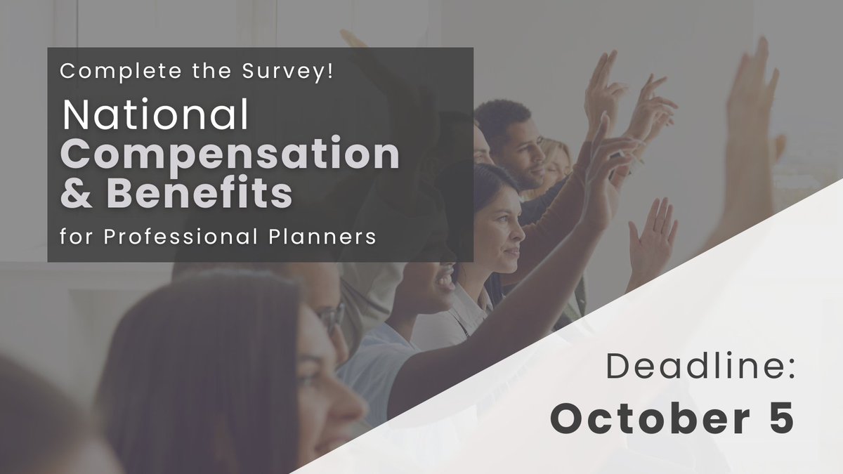 📣 Planners, please make sure to complete the National Compensation and Benefits Survey! Your participation will help to inform an upcoming national report. Share your experience and shape the future of #planning! Complete the survey by October 5: ow.ly/13to50PNi9B