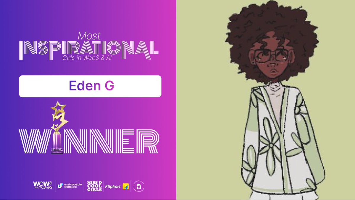 Inspirational Girls in Web3 &amp; AI Spotlight: Eden G (<a href="/MomOfEdenG_nft/">EdenG's Parents</a>) ! 💪😎

Eden is an outstanding and inspiring young artist who is an OG member of the Moxie fam! Keep it up Eden!! 

View the whole list here: unstoppablewow3.com/inspirational-…