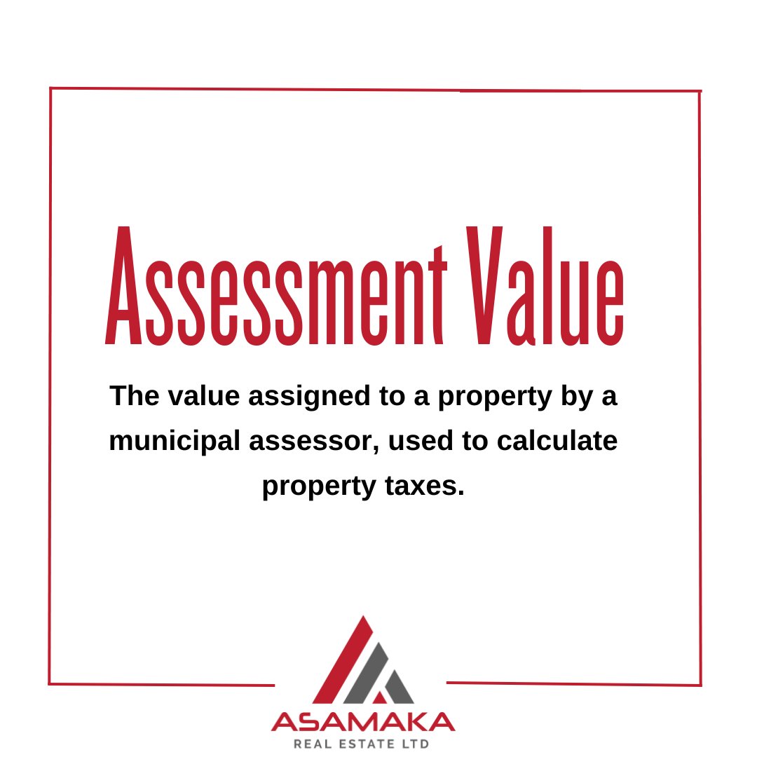 asamakarealty's tweet photo. Real Estate Term of the Day: Assessment Value
The value assigned to a property by a municipal assessor, used to calculate property taxes.
#Accessment #propertytaxes #Rent #invest #Asamakarealestate https://t.co/jT1IHVufs0