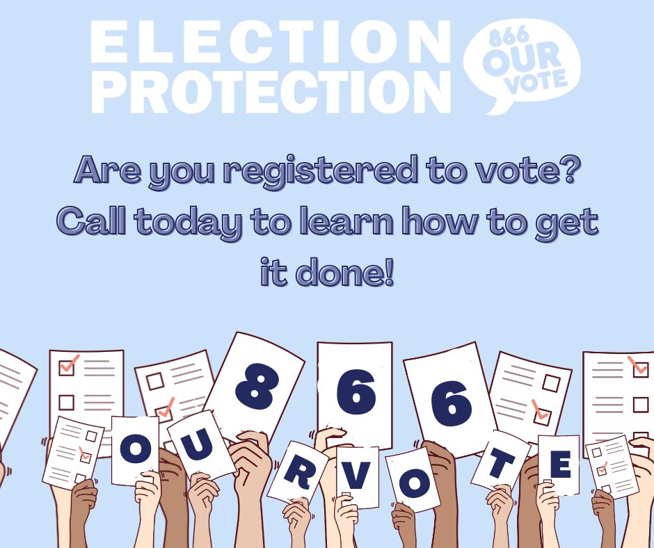 Happy #NationalVoterRegistrationDay 🗳️Call or text 866-OUR-VOTE if you need information on how to register to vote or how to check your registration status! You can also visit 866ourvote.org for information on your state’s registration process. #VoteReady ✅