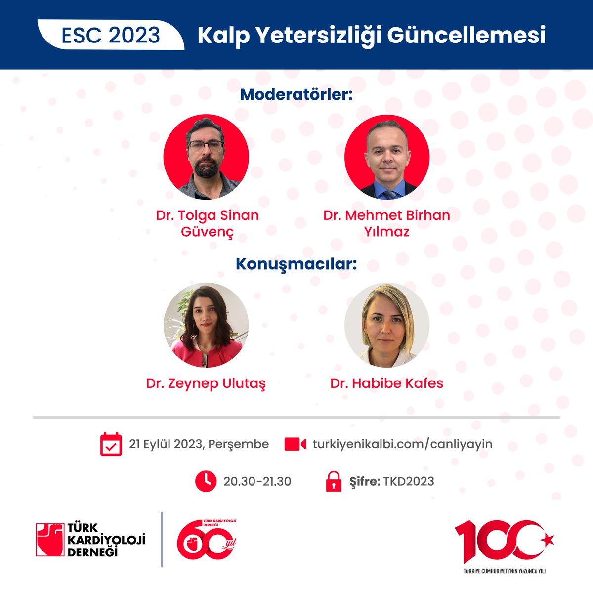 Dr. Tolga Sinan Güvenç ve Dr. Mehmet Birhan Yılmaz’ın moderatörlüğünde, ESC 2023 kalp yetersizliği güncellemelerini konuşuyoruz.
#ESCCongress #ESC2023 #InstaCardio #KalpYetersizliği  #AkutKalpYetersizliği  #TKD60Yıl #TürkKardiyolojiDerneği #Kardiyoloji  #TürkiyeninKalbi