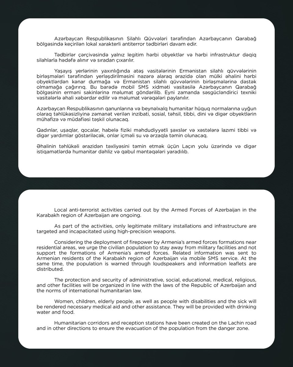 Azərbaycan Respublikasının Silahlı Qüvvələri tərəfindən Azərbaycanın Qarabağ bölgəsində keçirilən lokal xarakterli antit€rr@r tədbirləri davam edir.

#davam2023 #davamgenclerherekati #Karabakh #Azerbaijan