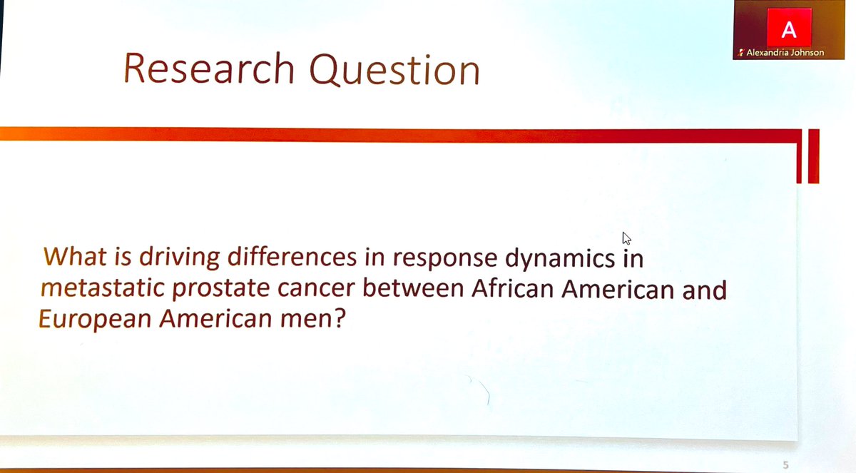 ara_anderson's tweet photo. Todays @mathonco research in progress is from @ReneeBradyPhD lab with Alexandria Johnson presenting, An In-Silico
Study Investigating Racially-Driven Response Differences in Metastatic Prostate Cancer @MoffittNews https://t.co/5nxWljByHH