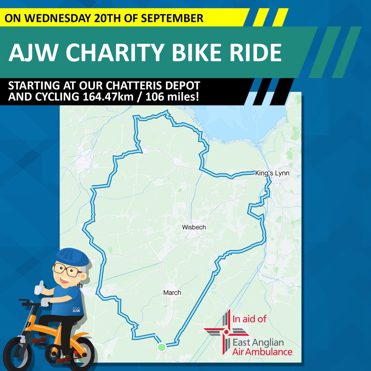 AJWDistribution's tweet image. ✨CHARITY CHALLENGE✨

Tomorrow our AJW Team are cycling just over 100 miles for our Charity of the Year East Anglian Air Ambulance! 🙌

To support us and donate visit the link below 👇

bit.ly/45ii2mf 

#AJWDistribution #rooftop #roofing #roofingexperts #roofingsupplies
