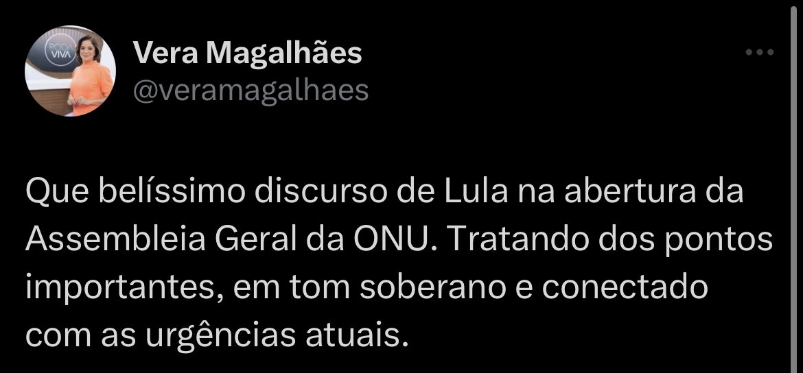Gente, a Vera está bem?
LULA NA ONU. O Brasil voltou!