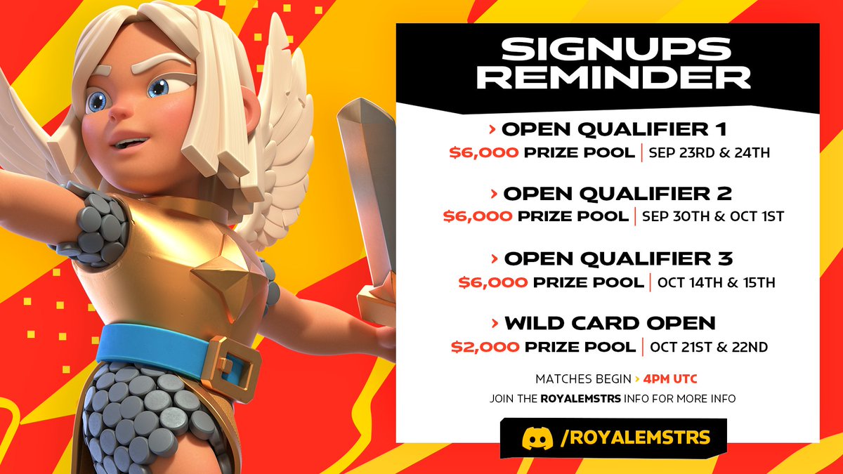 We're less than a week away from the first Open Qualifier! 📅

Don't forget to sign up!

Open Qualifier 1: mstrs.gg/RoyaleReg1
Open Qualifier 2: mstrs.gg/RoyaleReg2
Open Qualifier 3: mstrs.gg/RoyaleReg3
Wild Card Open: mstrs.gg/RoyaleRegWCO