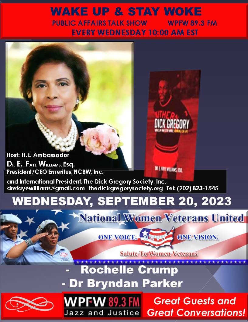 BarnesReba's tweet photo. WAKE UP &amp; STAY WOKE - PUBLIC AFFAIRS TALK SHOW
Great Guests and Informative Conversations!
Every Wednesday 10 AM EST -- WPFW / PACIFICA RADIO 89.3 FM -- LISTEN ONLINE https://t.co/VStPqsmPY2 --
Host: #DrEFayeWilliams 
Guests: #RochelleCrump #DrBryndanParker https://t.co/5Ulh9YpX0E