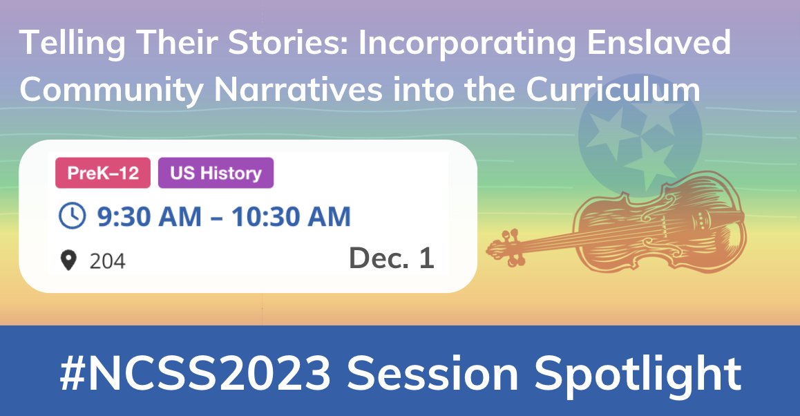💡#NCSS2023 SESSION SPOTLIGHT💡

Delve into the narratives of enslaved communities and discover their practices of self-determination. Equip yourself with resources &amp; strategies to illuminate these vital stories in your #curriculum. 

➡️ More: hubs.li/Q021YzqB0