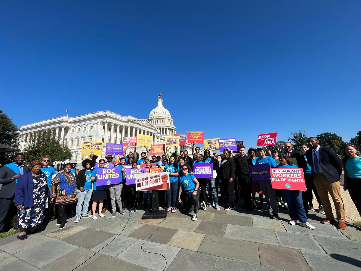 This morning we stood proudly with our members, our allies, and members of Congress to introduce the Restaurant Workers Bill of Rights. It's the first step in a long battle for restaurant worker justice! A special thank you to <a href="/RepRashida/">Congresswoman Rashida Tlaib</a> for her Congressional leadership! #RWBOR