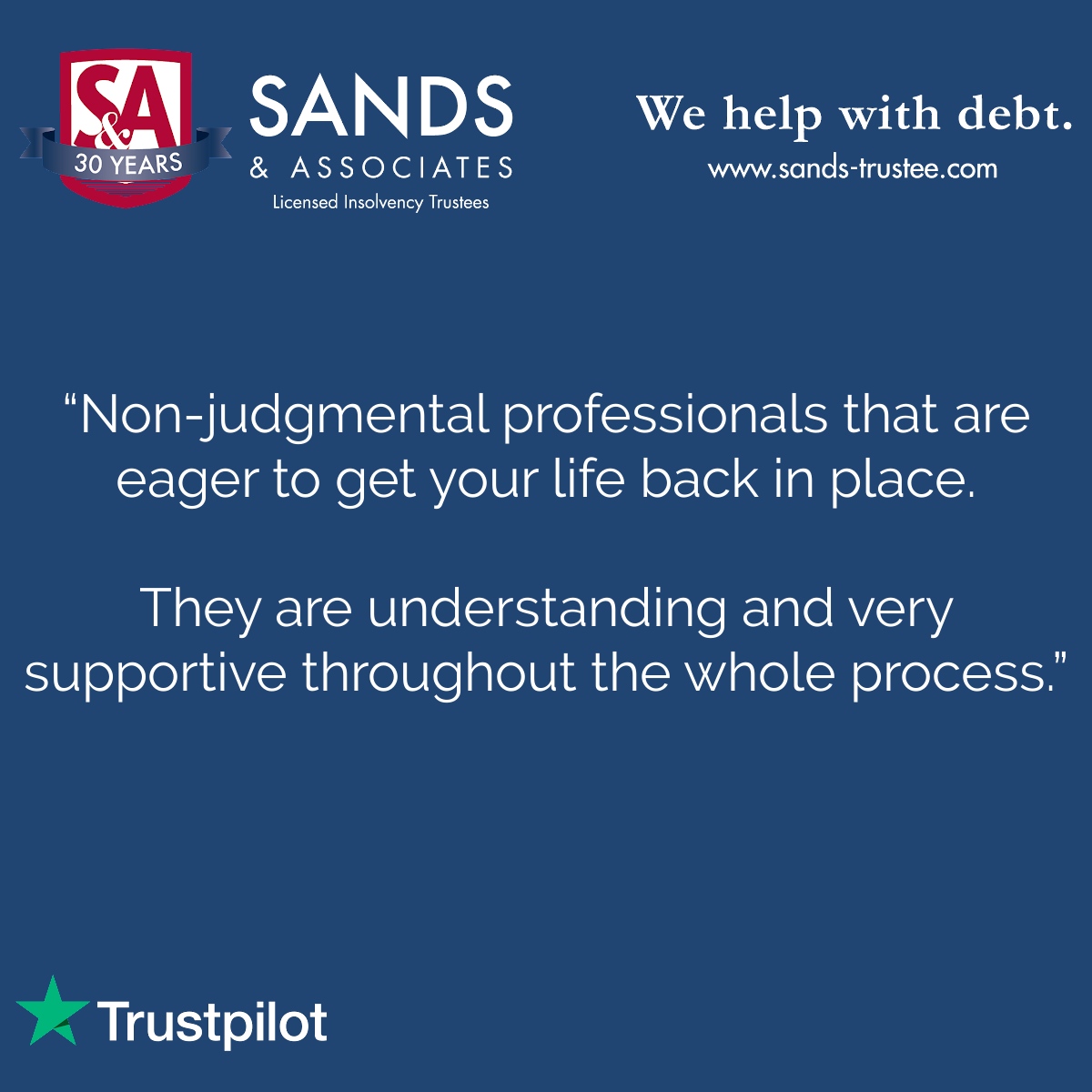 SandsTrustee's tweet image. We believe everyone deserves to be treated with respect, and to live with dignity - without debt and its overwhelming stress. 

Understand your options and choose a debt-free plan that’s right for you. ➡️ sands-trustee.com

#DebtHelpWithoutJudgment #KnowingIsNotOwing