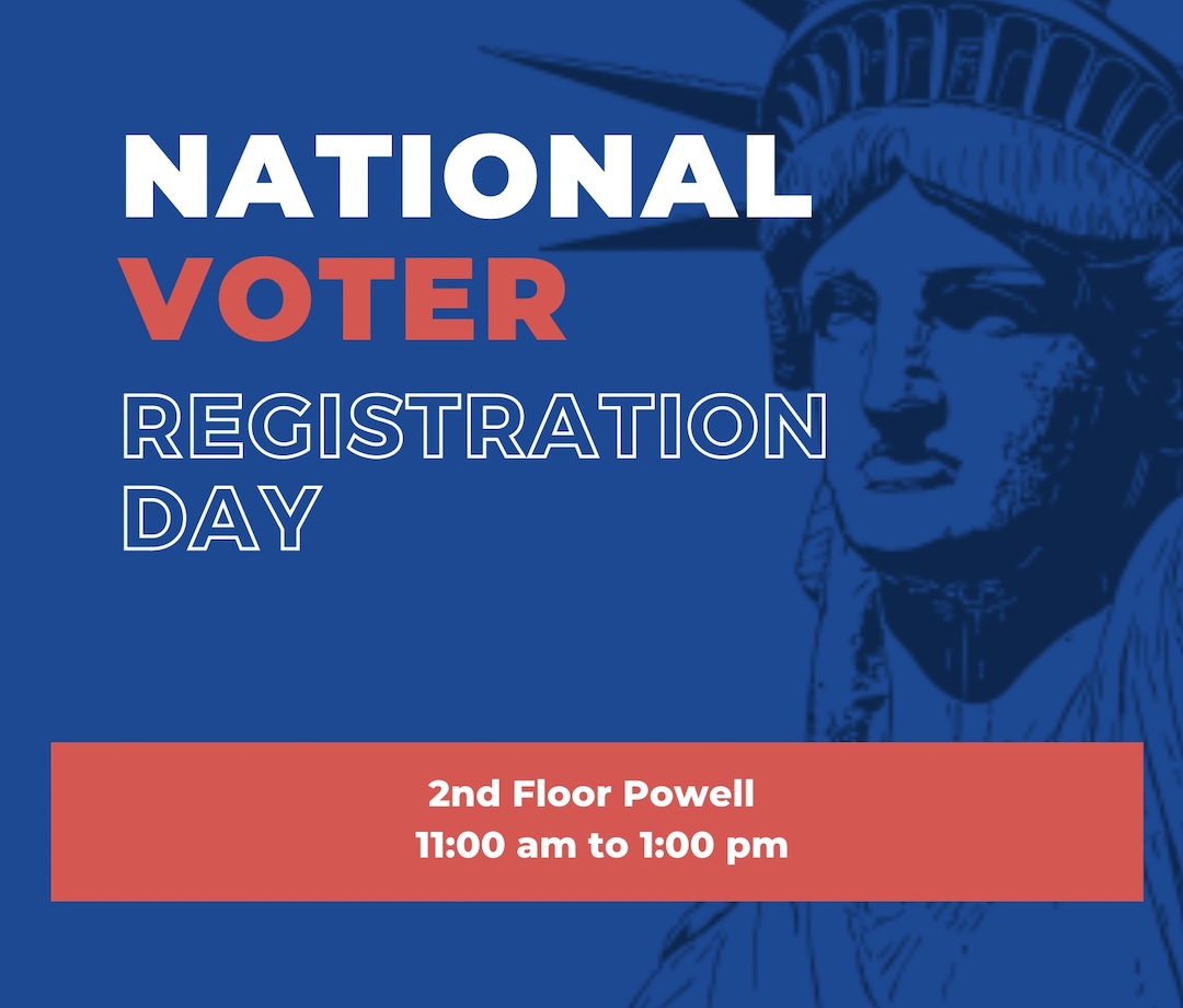 Today is National Voter Registration Day! Your vote counts, and so does your voice. Join us at the 2nd floor of Powell Center from 11-1pm to register, learn, and get some free merch. 

#alfredu #alfreduniversity #nationalvoterregistrationday