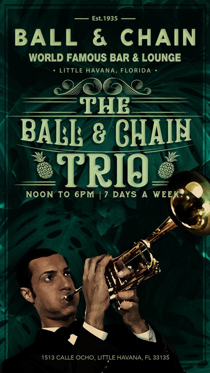 BallAndChainBar's tweet image. TODAY: #LiveSalsa 12 noon to 6 p.m., #LiveJazz 6 to 9, then #Bachatuesday with @DJJorgeCharun + a FREE #BachataClass, 9  

TOMORROW: #CarameloWednesday includes a FREE #SalsaClass!

#supportlocal ballandchainmiami.com
🍍💚