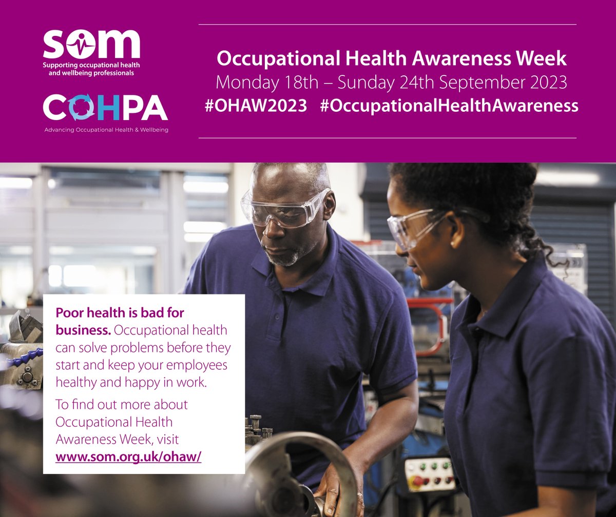 Poor health is bad for business. Occupational health can solve problems before they start and keep your employees healthy and happy in work. 

#COHPA #OccupationalHealth #OccupationalHealthSupport #OHAW2023 #OccupationalHealthAwareness