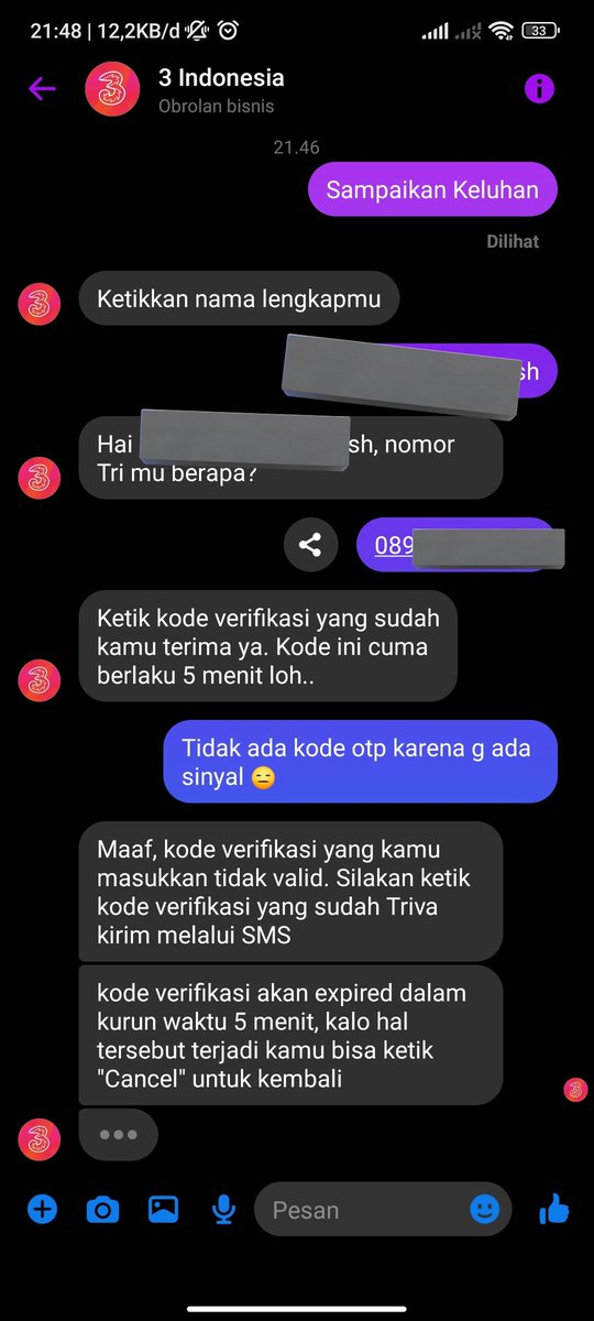 muklis102's tweet photo. @3CareIndonesia gimana bisa komplain kalau sinyalnya ga ada 👍 ini juga komplainnya soal sinyal.  Jangan bilang Restart, mode pesawat, lock jaringan 4G. soalnya gua udah lakuin semuanya jangan sampai paket yang baru gua beli hangus gara" nunggu sinyal. Rugi bener gua beli kartu 3 https://t.co/Gak5JUyYJa