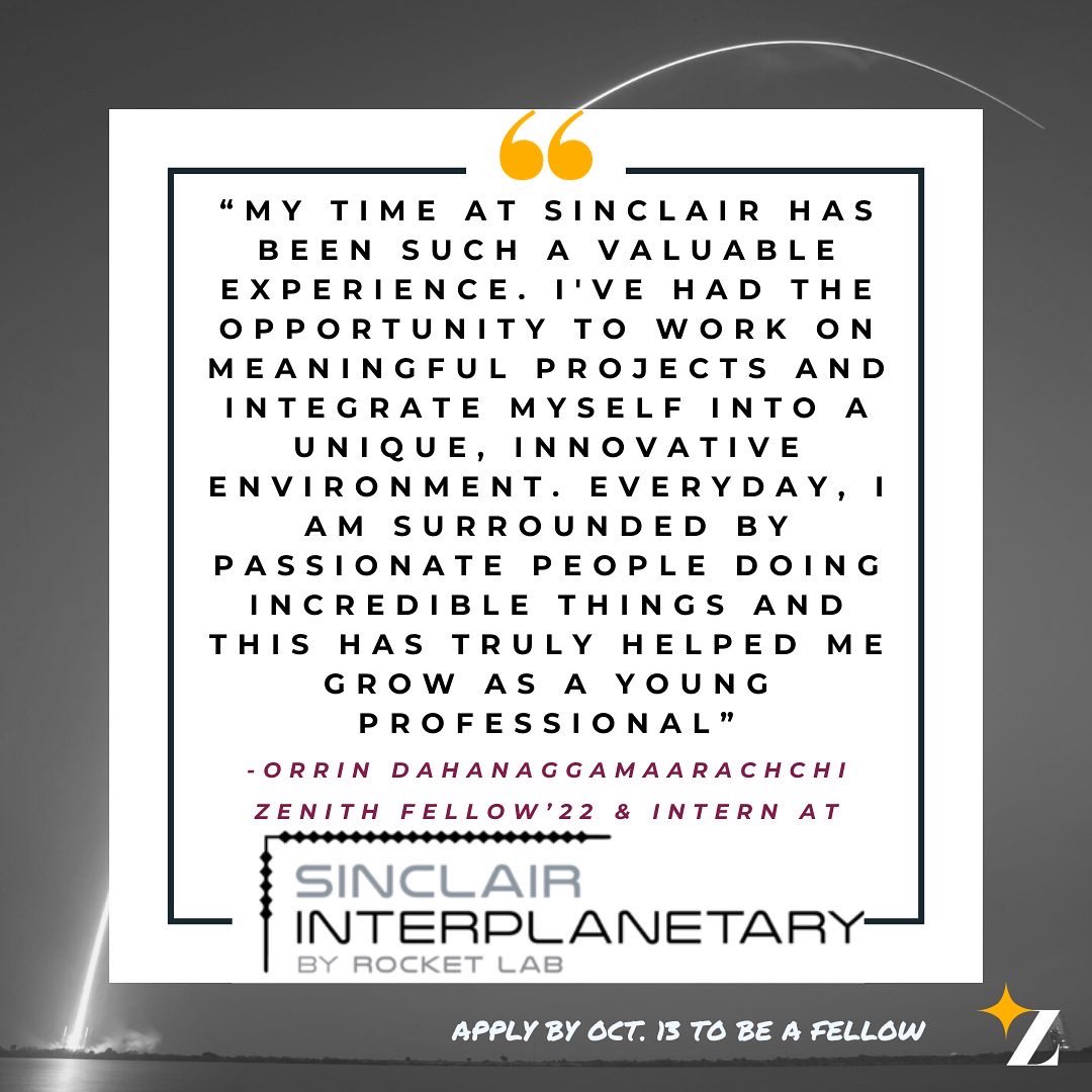 ZenithPathways's tweet photo. Orrin is going into his third year of Engineering Science at the @UofT , majoring in Aerospace with a dual minor in Robotics and Business. π€ πΌ
We are grateful to be working with so many host orgs to make these paid internships possible! β¨ π #FindYourZenith https://t.co/cmEtIvBiek