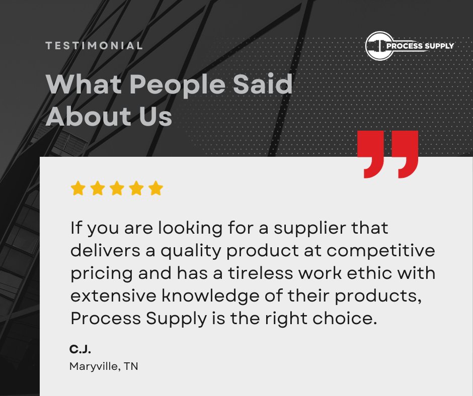 We strive each day to exceed your expectations. Here is what a recent customer had to say about our team. Contact us today to see how we can go the extra mile for you! ow.ly/fpTk50Mocb4

#customerreview #testimonial #engineeredproducts #knoxville #industrialsupplier