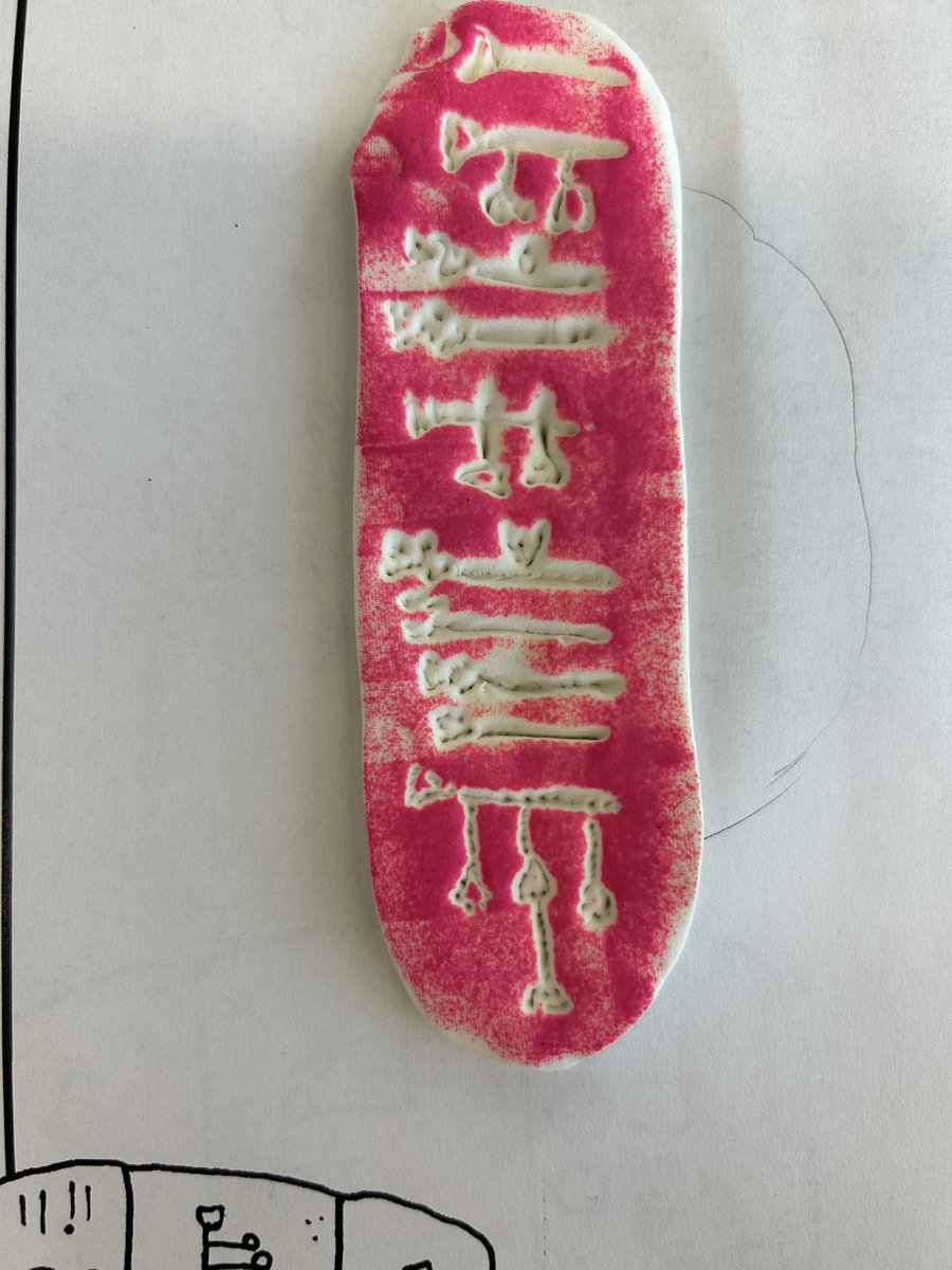 AmyHybarger's tweet photo. Cuneiform in the library❤️ Thank you @brenarnold for the amazing idea! #skyranchlibrary #wcsdlibraries 👏 https://t.co/ndfx2CiSyC