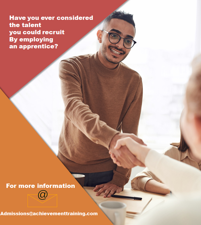 Why hiring an apprentice is a smart investment for your business? 📷📷
• Bring fresh talent into the company
• Increase productivity
• Promote diversity and inclusion
For more information click the link below 📷📷📷
achievementtraining.com/employers/

#apprenticeships #trainingprovider