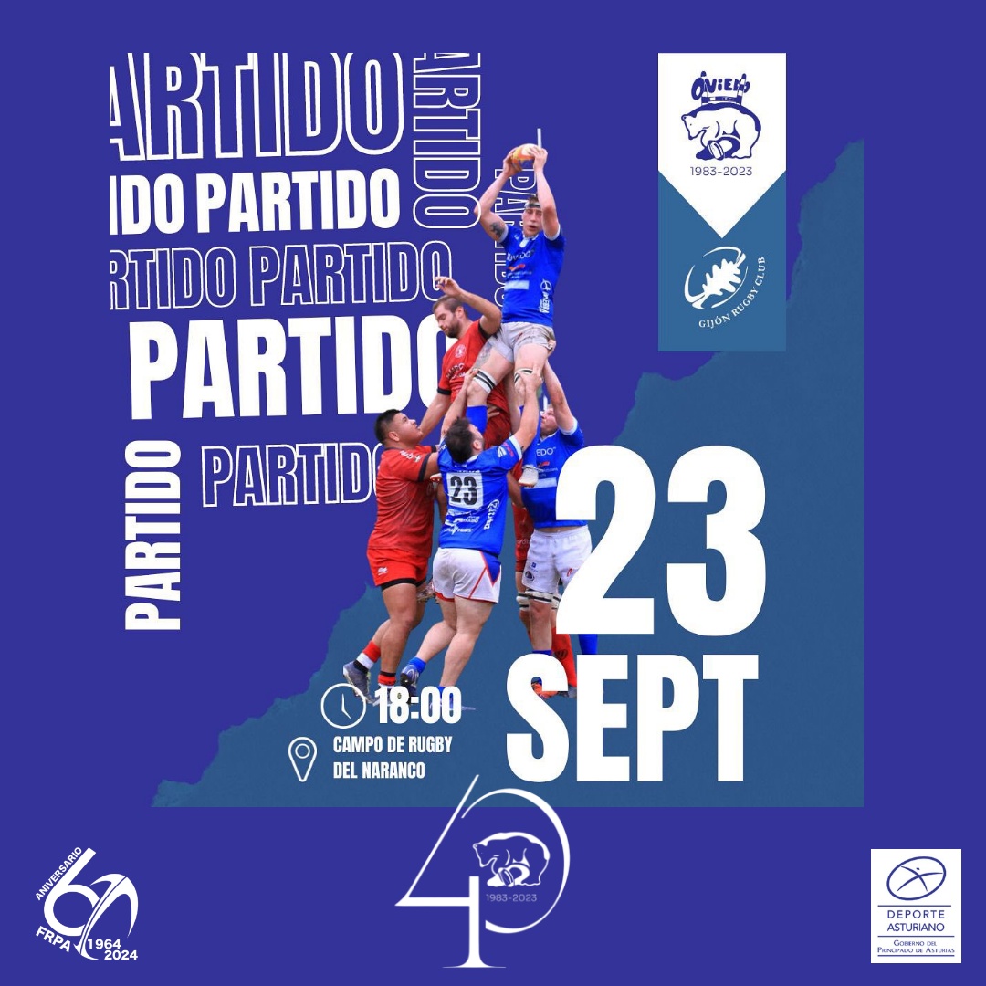 🔵🟡Empieza la temporada de DHB con el derbi asturiano entre⚪️🔵<a href="/RealOviedoRugby/">El XV del OSO</a> y ⚪️🔴<a href="/Gijonrugbyclub/">Gijón Rugby U.Oviedo</a>
🏉El rugby en el Principado de Asturias avanzando.
‼️Os esperamos a todos en el campo‼️
#40aniversario #40deloso #xvdeloso #RugbyAsturias #dxtasturiano <a href="/ferugby/">España Rugby</a> <a href="/dxtasturiano/">adnasturies</a>