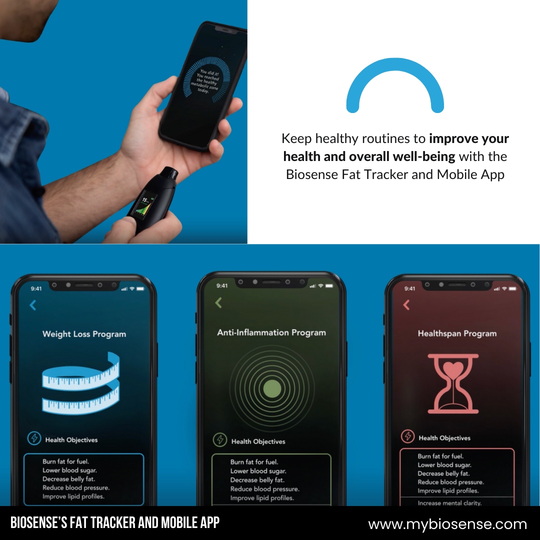 mybiosense's tweet photo. Biosense’s Fat Tracker and Mobile App provides you with valuable insights into your metabolism and helps keep healthy routines to improve your health and overall well-being. Take a look how it works and start today: https://t.co/yCQfsQ7geK

#metabolism #fattrackerapp #lifestyle https://t.co/rY2hYGdtn2
